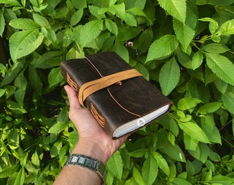 Brown Leather Journal Handmade Paper Blank Leather Journal Writing Notebook of Shadows Journal Grimoire Journal Birthday Gifts for Men/Women