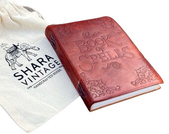 Libro de las Sombras en Blanco, Diario Grimorio de Cuero, Diario de Bruja, Diario de Hechizos encuadernado en Cuero, Cuaderno de Cuero para Brujas/Wiccan/Paganas/ellas