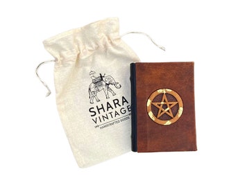 Cuaderno de sombras en blanco de cuero genuino, cuaderno de pentagrama, diario de bruja, diario de cuero de tapa dura, libro de hechizos, diario, regalos para mujeres brujas