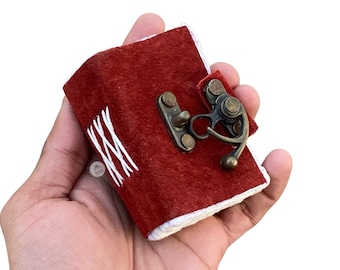 Pocket Sketchbook, Small Leather Sketchbook, Handmade Deckle Edge Paper, Watercolor Sketchbook with Lock, Mini Sketchbook Cute Gifts for her