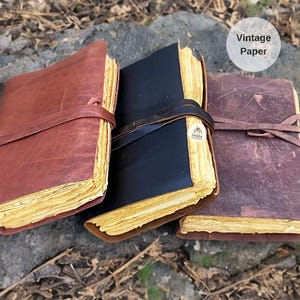Leather Journal Vintage Paper,Vintage Leather Journal,Handmade Deckle edge paper 5x7 Writing  Journaling Birthday Gifts Son Daughter Friend