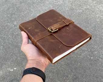 Leather Journal Refillable Leather Journal with Lock, Leather cover a5 Leather Journal, Brown Leather Journal for Men/Women, Birthday Gifts