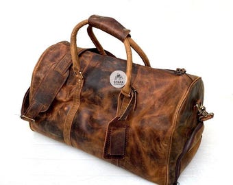 Full grain Leather Duffle Bag for Men, Leather Weekender Bag for Travel Groomsmen Gift Personalized Duffle Bag Leather Gym Bag Overnight Bag