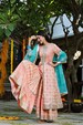 premium designer flared anrakli kurti with front slit,sharara with duptta,3piece suit,readymade suit,women wear,girls wear,heavy gota work 