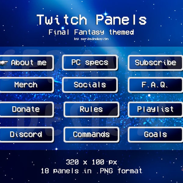 Final Fantasy Twitch Panels, Twitch Panels, Final Fantasy, FFVII, Overlay Twitch, Stream overlay