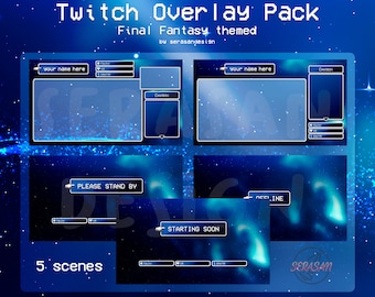 Final Fantasy Overlay-Paket für Twitch, Final Fantasy, FFVII, Stream-Overlay, Twitch, Final Fantasy Twitch-Overlay, Stream-Overlay Twitch