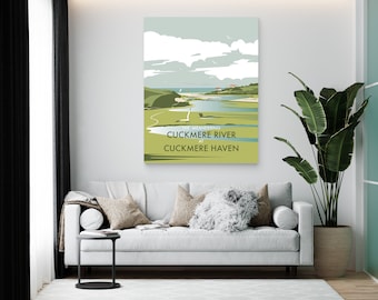 The Meandering Cuckmere River At Cuckmere Haven Art Print by Dave Thompson - Available in multiple sizes A4 / A3 / A2 / A1