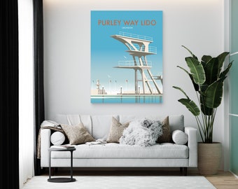 Purley Way Lido, Croydon Art Print by Dave Thompson - Available in multiple sizes A4 / A3 / A2 / A1