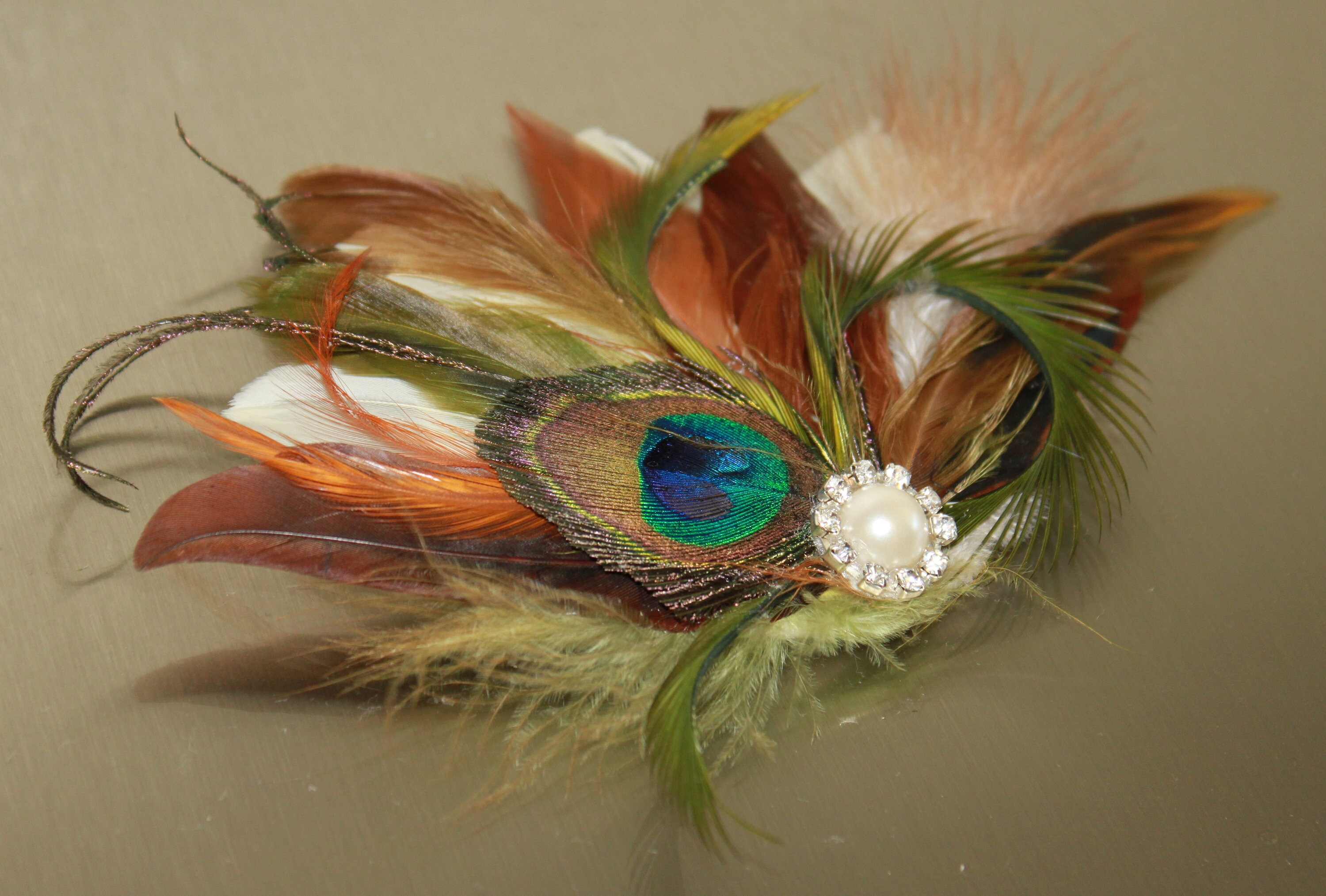 Cream and Brown Fascinator - Etsy display picture 3
