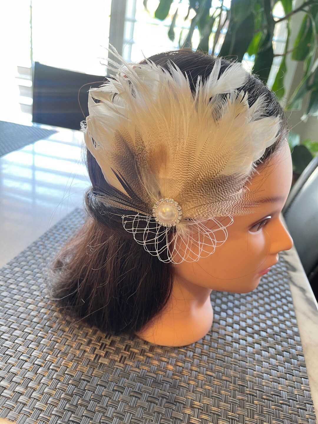 Bel Air Bridal Ivory Feather Hair Clip Ivory Feather Bridal Hair Hair Clips for sale | eBay main image 3