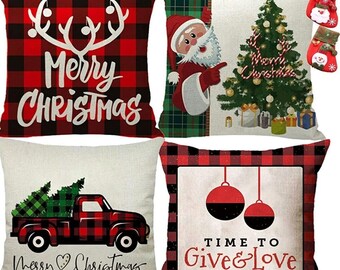 Pillow Cover, Merry Christmas Pillow Cover, Pillow Cover, Home Decor, Christmas Gift, 4 Piesces 45x45 cm 18x18 inç