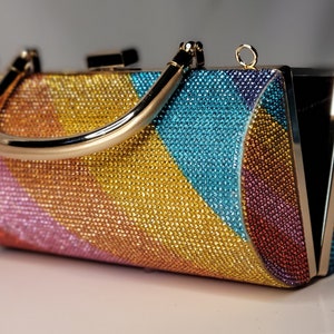 Radiant Rainbow Crystal Rhinestone Handbag: Sparkle and Shine in Every Hue - Perfect for Adding Glamour to Your Look