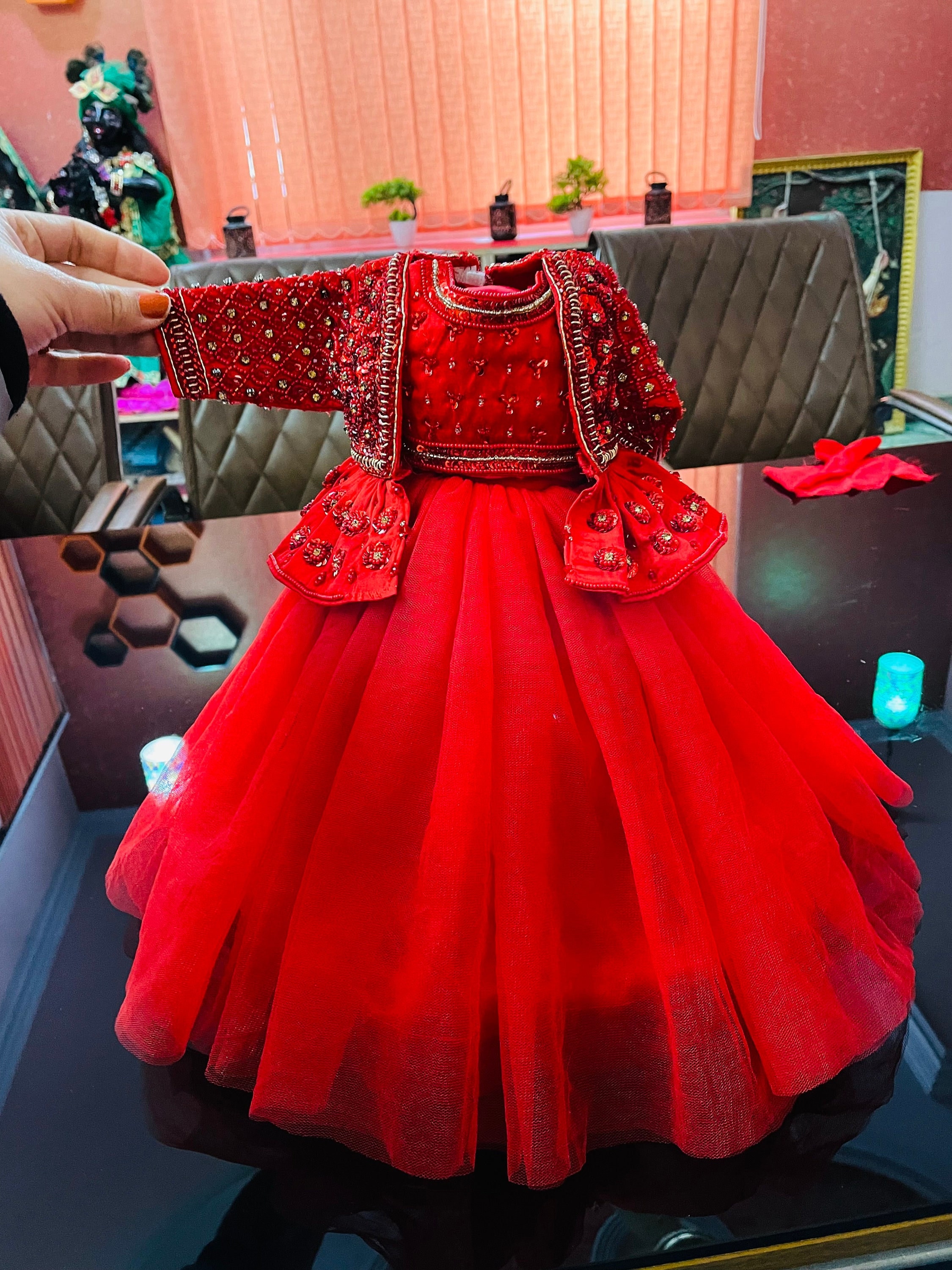 Radha Krishna Red Dress/ Deities Dress 