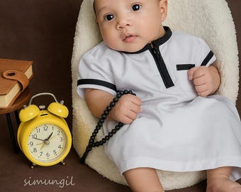 Baby abayas baby thobe for muslim boys with kopiah (prayerhat)