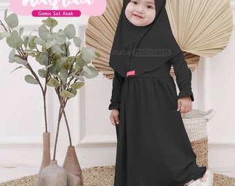 0-3 years old Daily outfit hijab and dress, Baby children abaya  cutemoslem Nayraa maroon colour