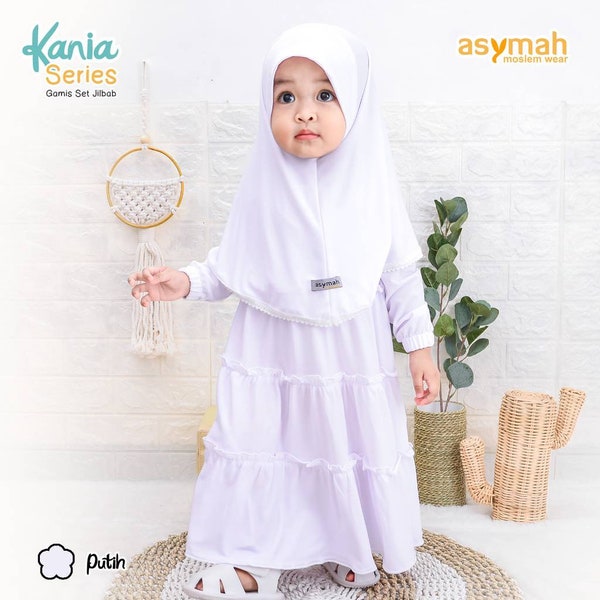 0-3 years old Baby hijab and dress White colour KANIA series