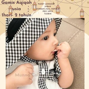 Baby boys abaya full sets for age 0-24 months white Black checkered lis image 8