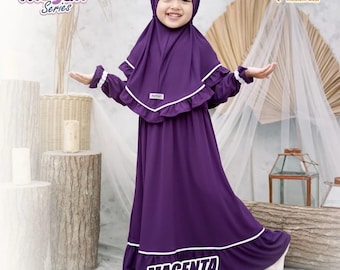 1 - 9 years old children hijab and dress Magenta colour Aisyah series