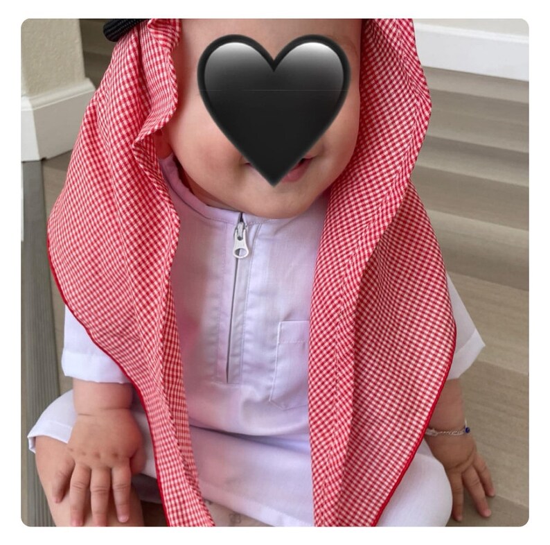 Baby boys abaya full sets, abaya and red or black turban for age 0-2 years old image 2