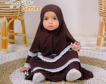 0-3 years old Baby hijab and dress dark brown colour SOFIA series