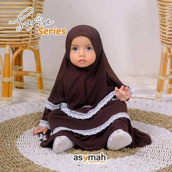 0-3 Jahre alt Baby Hijab und Kleid dunkelbraune Farbe SOFIA Serie