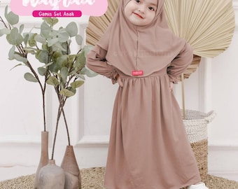 0-3 years old Daily outfit hijab and dress, Baby children abaya  cutemoslem Nayraa mocca colour