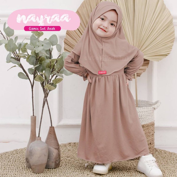 0-3 ans Tenue quotidienne hijab et robe, Bébé enfants abaya cutemoslem Nayraa mocca couleur