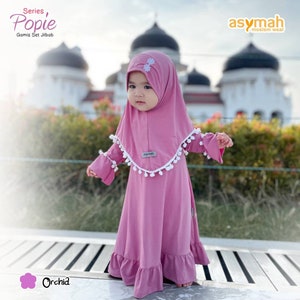 0-3 years old Baby hijab and dress SILVER colour POPI series Orchid