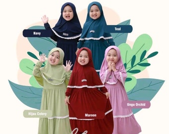 2 - 8 years old children hijab and dress chocolate colour LUBNA series