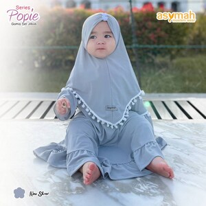 0-3 years old Baby hijab and dress SILVER colour POPI series image 3