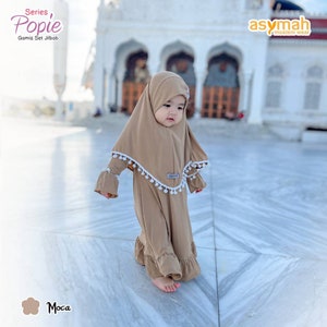 0-3 years old Baby hijab and dress SILVER colour POPI series Mocca