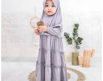 0-3 ans Hijab et robe de bébé couleur argent série KANIA