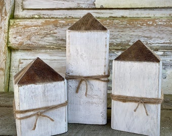 Holzhaus "HYGGEHUS" Häuschen Landhausstil Deko Shabby Haus einzeln oder 3-er Set