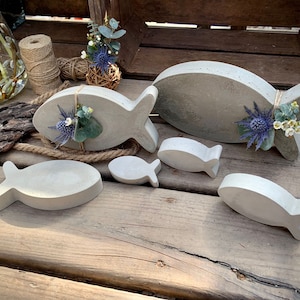 Concrete fish in sets - customizable with names, Ichthys for baptism/communion as table decoration/guest gift