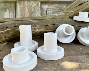 White candlesticks for stick candles made from Keraflott - individually or in a set of 3