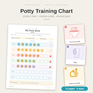 Tableau d'apprentissage de la propreté à imprimer, tableau d'autocollants pour l'apprentissage de la propreté, cartes de routine pour l'apprentissage de la propreté, tableau de récompenses pour les tout-petits (téléchargement numérique)