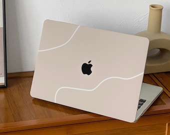 Grey Pink Lines Personalized Hard Protective Macbook Case for M2 Air/Pro 2022,13 Pro Retina 13/14/15/16 2008-2022 Laptop