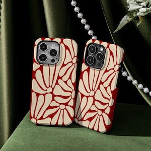 Red Abstract Flower Personalised iPhone Case, MagSafe iPhone Case, iPhone Cover,  Custom iPhone Case for for Phone 15 15 Pro 15 Pro Max