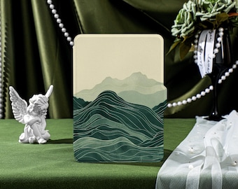 Green Line Mountains All new Kindle 6&quot; 2022 Case, Personalization Kindle Case, Paperwhite 2021, 2022 Cover, Kindle 7th 10th 11th Gen Case