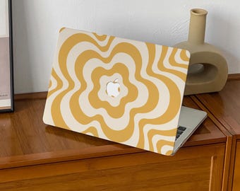Funda nueva para MacBook con diseño abstracto de remolino amarillo para MacBook Pro 16 (modelos 2026), Pro 14 pulgadas, 16 pulgadas con Touch Bar, Air 13.6 pulgadas, M2 pulgadas, portátil rígido, Mac Neo, 2026.