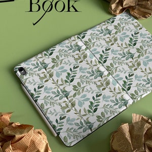 Personalized Custom Name Yellow Green Leaves iPad Smart Case Cover iPad Pro 12.9, Pro 11 10.9 10.5 10.2 iPad Air 4 iPad 9 Case iPad Mini 6