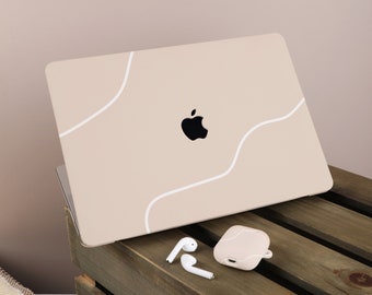 Pink Lines Apple MacBook Case, Nom personnalisé, Texte, Convient pour Pro 14 15 16, Air 13 Inch Laptop Case, Cadeau de Noël