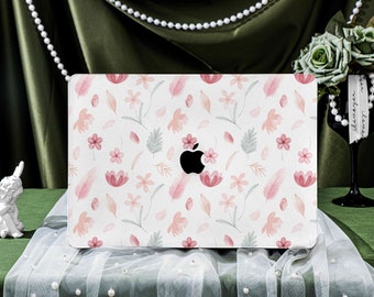 Pink Fantasy Flower MacBook Case for New MacBook Air 15 A2941, 14.2" A2918/A2992, 16.2" A2991, Personalized Name, Air 13 Inch Laptop Case