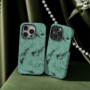 Green & Black Fish Personalised iPhone Case, MagSafe iPhone Case, iPhone Cover,  Custom iPhone Case for for Phone 15 15 Pro 15 Pro Max
