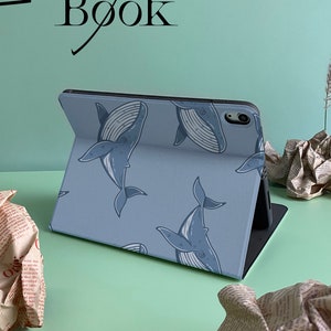 Personalized Custom Name Unique Whale iPad Smart Case Cover iPad Pro 12.9, Pro 11, 10.9, 10.5, 10.2 iPad Air 4 iPad 9 Case iPad Mini 6