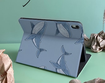 Personalised Custom Name Unique Whale iPad Smart Case Cover iPad Pro 12.9, Pro 11, 10.9, 10.5, 10.2 iPad Air 4 iPad 9 Case iPad Mini 6