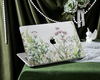 Dense Flora Landscape MacBook Case for New MacBook Air 15 A2941, 14.2" A2918/A2992, 16.2" A2991, Personalized Name, Air 13 Inch Laptop Case