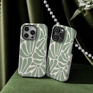 Green Abstract Flower Personalised iPhone Case, MagSafe iPhone Case, iPhone Cover,  Custom iPhone Case for for Phone 15 15 Pro 15 Pro Max