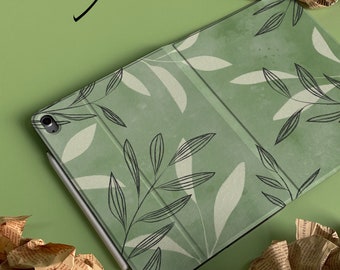 Watercolor Leaves Personalised iPad Smart Case Cover iPad Pro 12.9, Pro 11, 10.9, 10.5 10.2 iPad Air 4 Air 5 iPad 9 Case iPad Mini 6