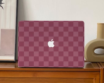 Red Dragon Fruit Checkered Pattern New MacBook Case for 2026 M4/M5 Pro 16, Pro 14 inch 16 Touch Bar Air 13 M2 inch Laptop Hard Mac Neo Case